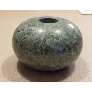 Vintage green marble polished candleholder made in Taiwan